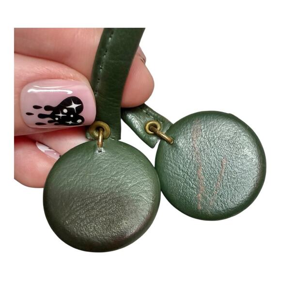 Vintage 1970s Green Faux Leather Wrap Belt Tie Cord Disco Mod Boho Retro 55in main image 5
